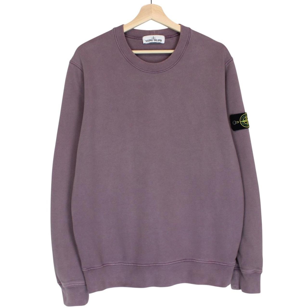 Stone Island mauve pink cotton sweatshirt with iconic compass logo patch.