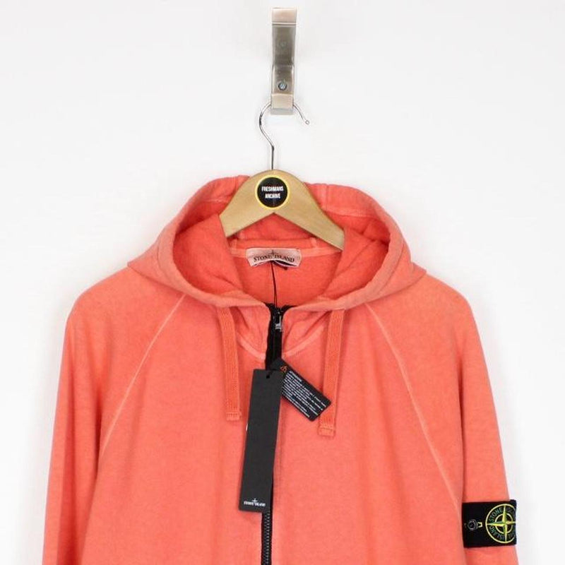 Stone Island SS 2022 Orange Full Zip Cotton Hoodie Jumper