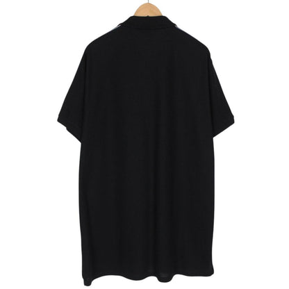 Burberry Black and White Tape Logo Short Sleeve Cotton Polo Shirt