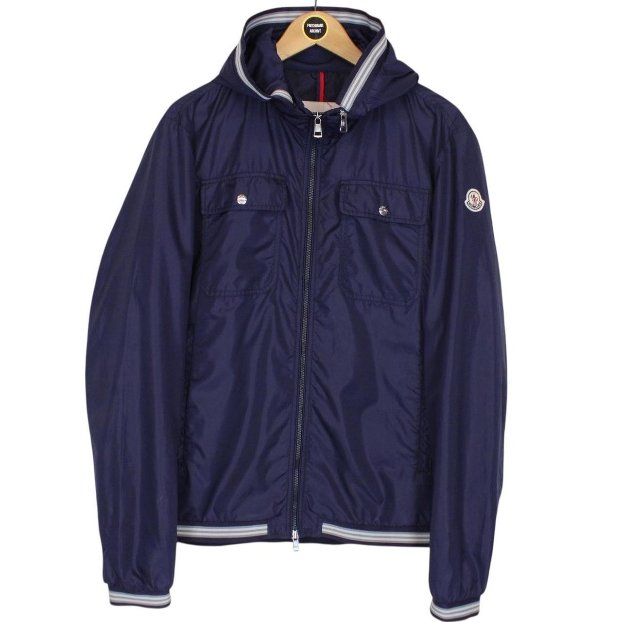 Moncler Jeanluc Navy Blue Full Zip Nylon Hooded Jacket