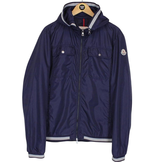 Moncler Jeanluc Navy Blue Full Zip Nylon Hooded Jacket