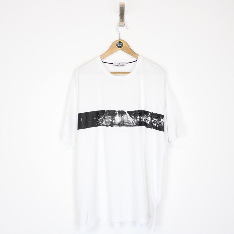 Stone Island AW 2023 White and Black Short Sleeve Logo Print T-Shirt