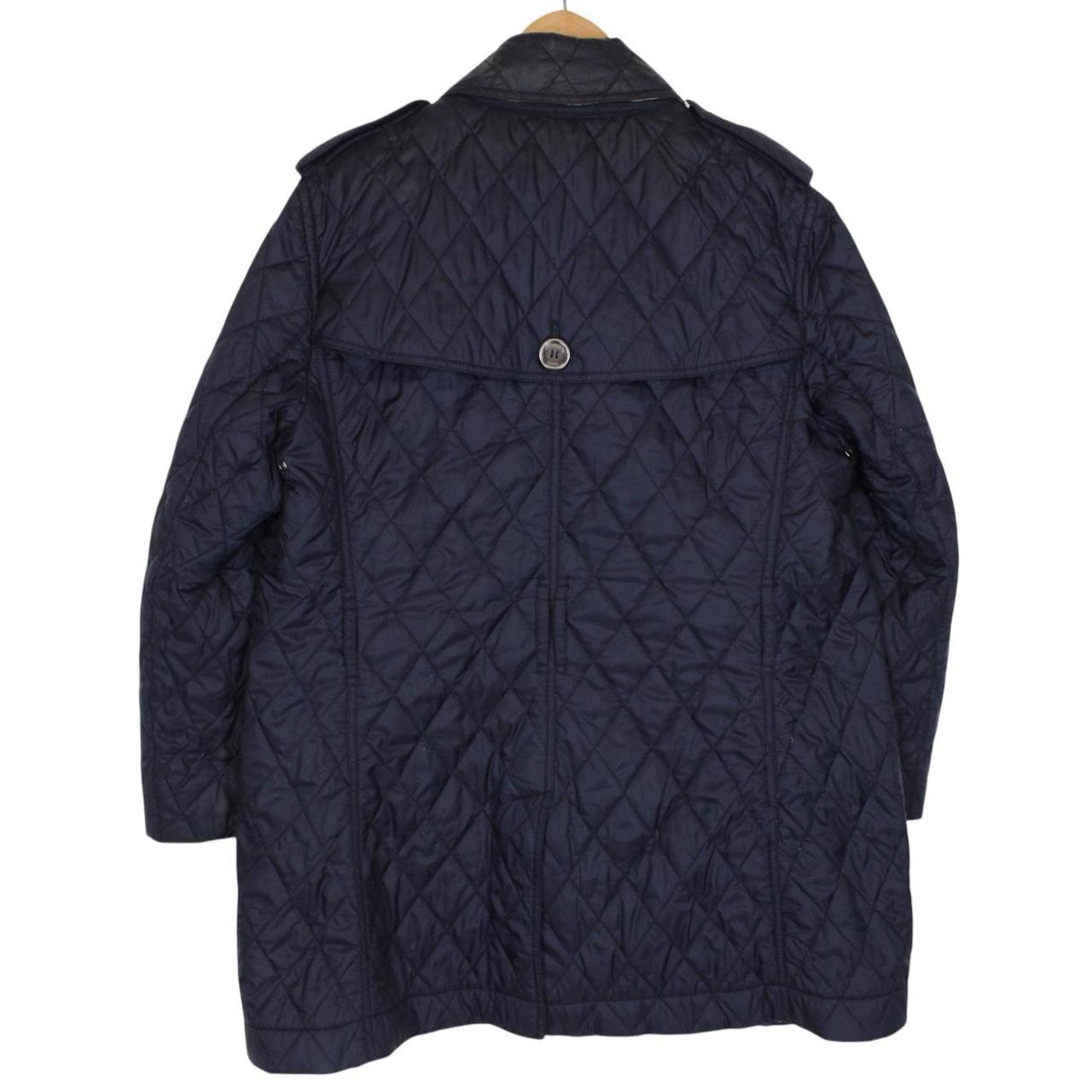 Burberry Brit Navy Blue Nova Check Lined Diamond Quilted Coat