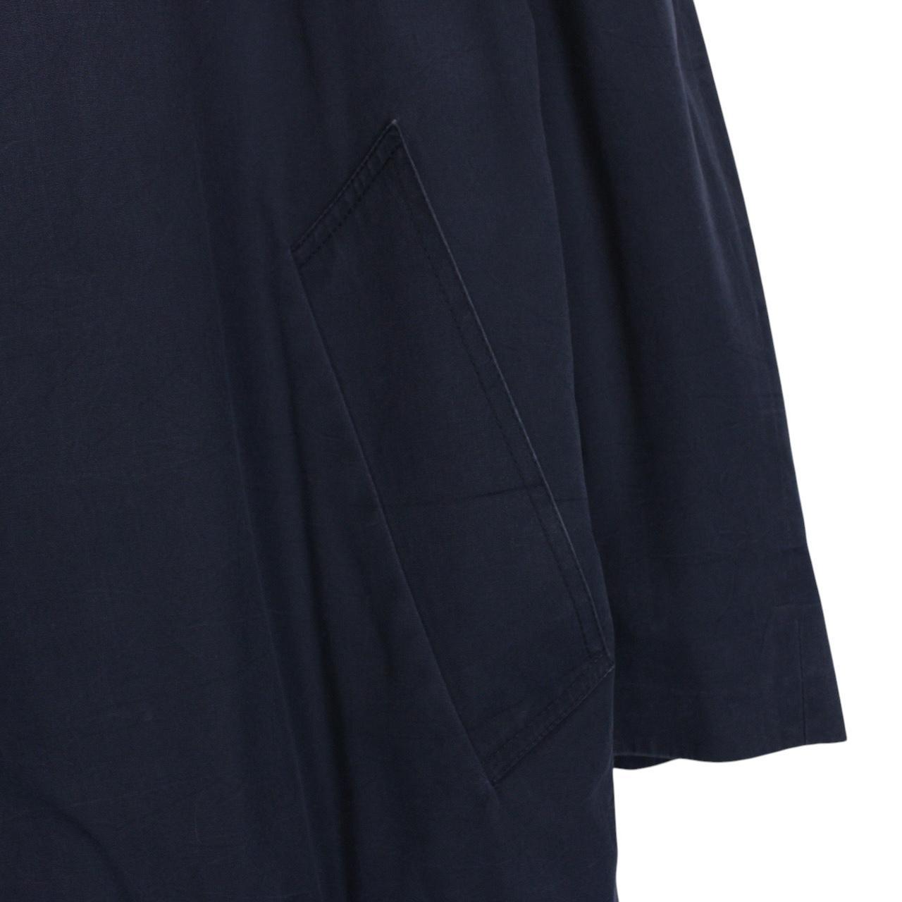 Vintage 80s Aquascutum Navy Blue Aqua 5 Cotton Blend Single Breasted Trench Coat