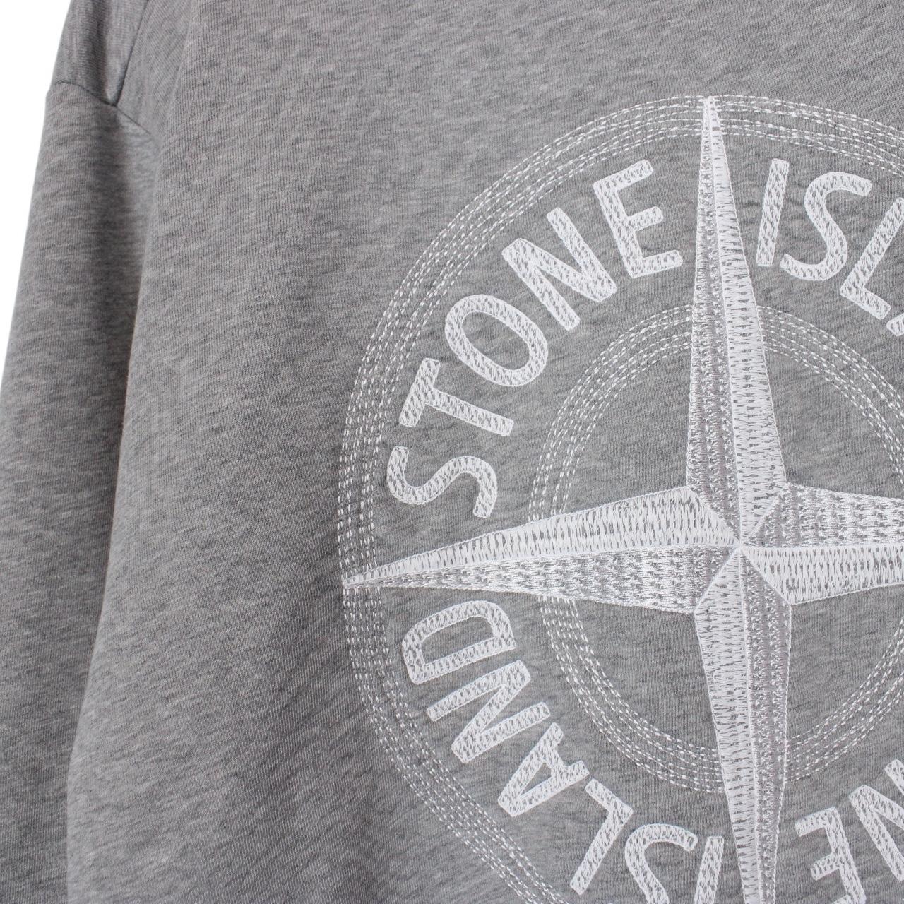 Stone Island SS 2023 Grey Logo Embroidered Cotton Sweatshirt Jumper