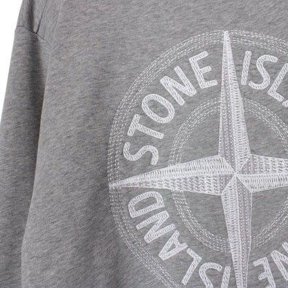 Stone Island SS 2023 Grey Logo Embroidered Cotton Sweatshirt Jumper