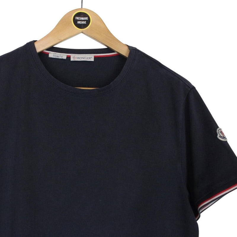 Moncler Maglia Navy Blue Sleeve Logo Short Sleeve T-Shirt