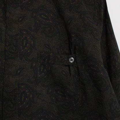 Paul Smith khaki green long sleeve shirt with paisley print and cotton material.