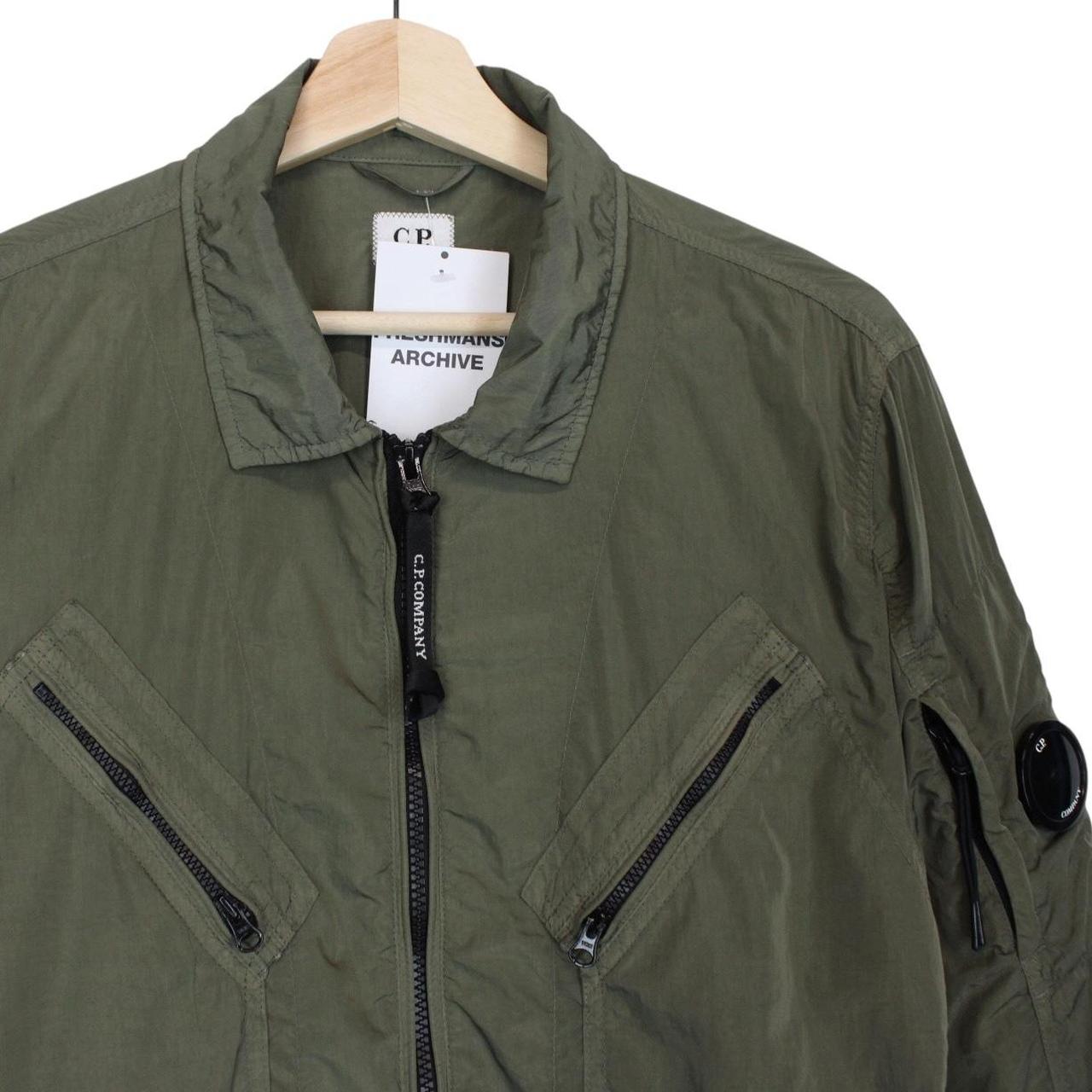 CP Company Khaki Green Chrome Nylon Garment Dyed Lens Overshirt Jacket