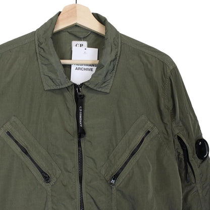 CP Company Khaki Green Chrome Nylon Garment Dyed Lens Overshirt Jacket