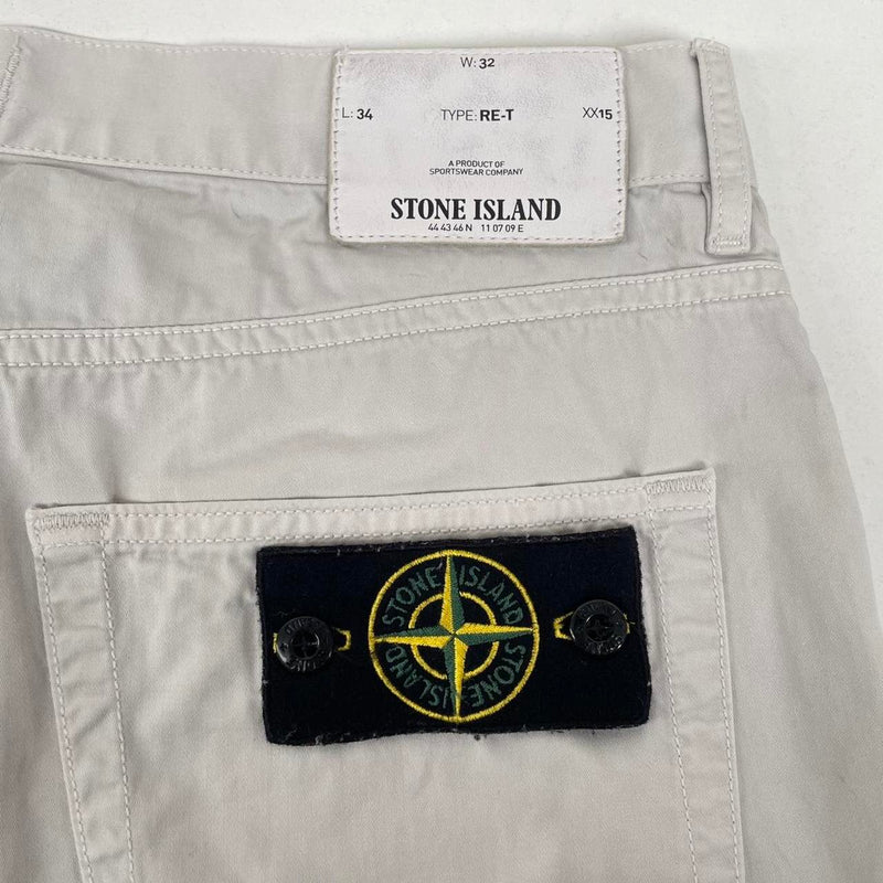 Stone Island Stone Grey RE-T Fit Cotton Trousers