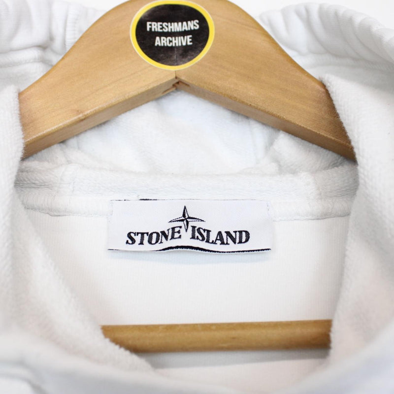 Stone Island AW 2021 White Cotton Hoodie Jumper