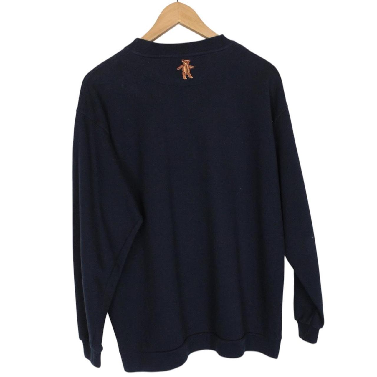 Vintage Burberry Embroidered Bear Print Navy Blue Cotton Sweatshirt