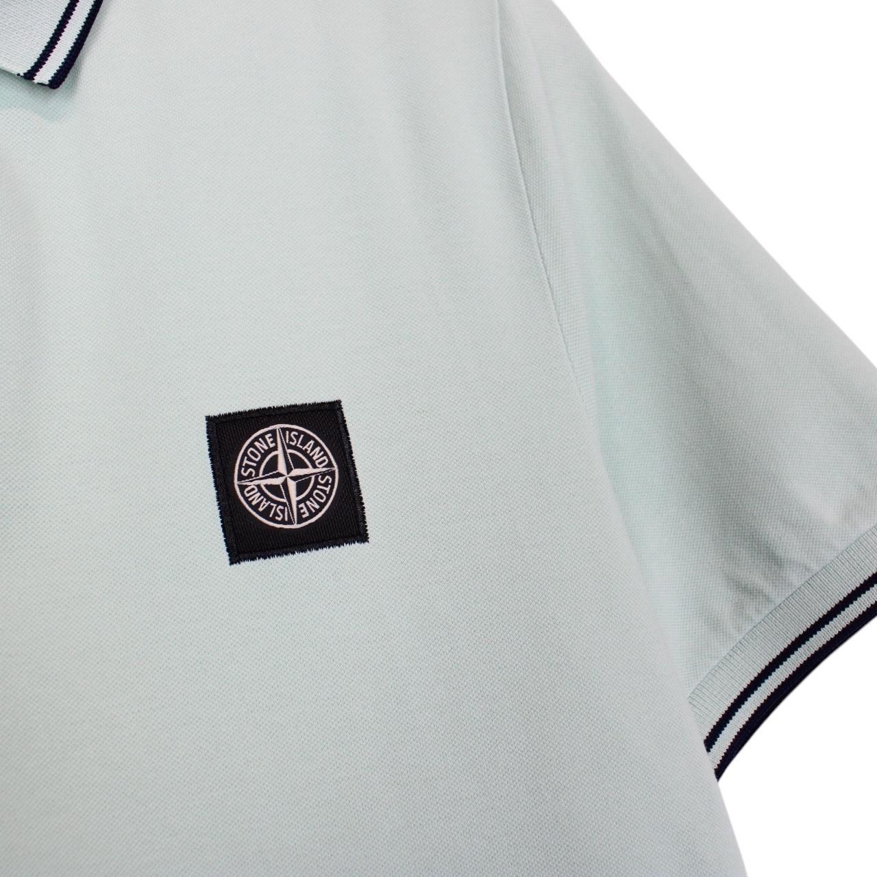 Stone Island Mint Green Short Sleeve Compass Cotton Polo Shirt