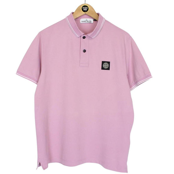 Stone Island Pink Short Sleeve Compass Cotton Polo Shirt