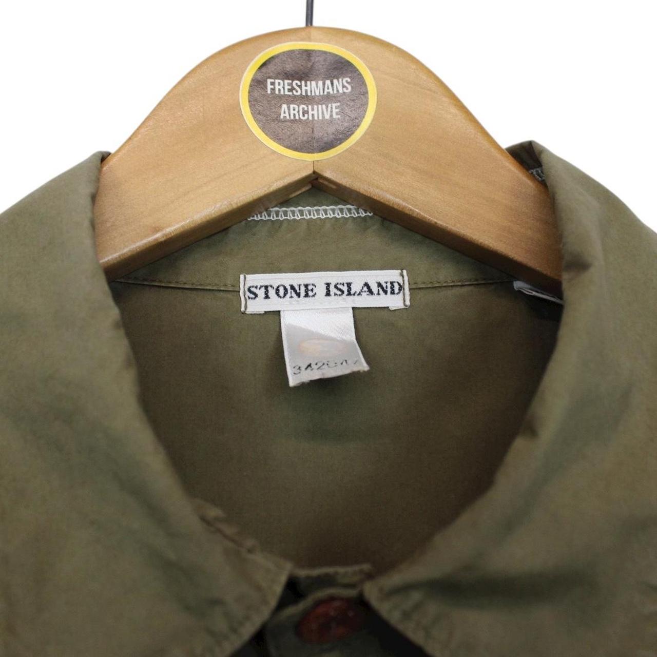 Vintage Stone Island SS 2001 Khaki Green Short Sleeve Cotton Shirt
