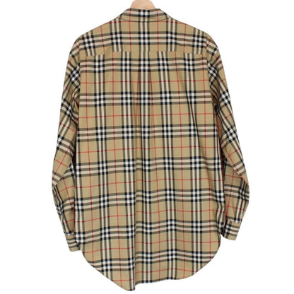 Burberry tan brown long sleeve shirt with Nova Check pattern and logo detail.
