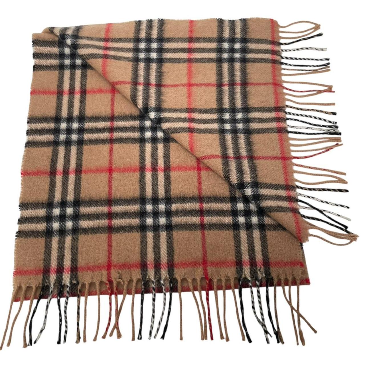 Vintage 90s Burberry Tan Brown Nova Check Cashmere/Wool Scarf