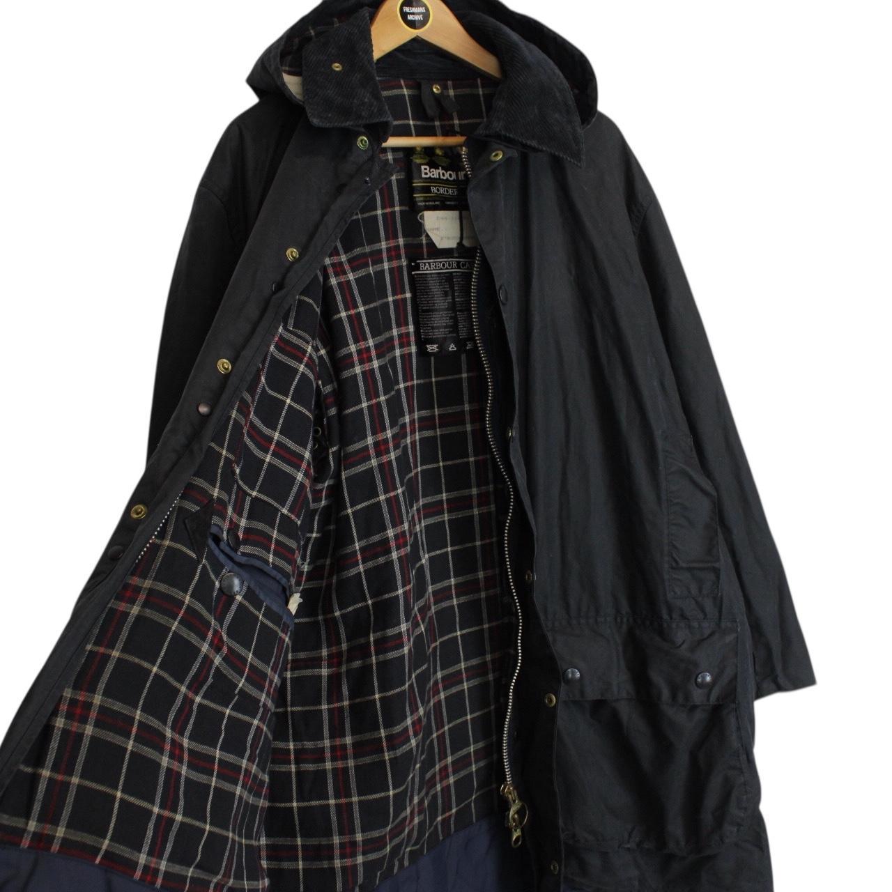 Vintage 90s Barbour Border Black Wax Jacket with Hood