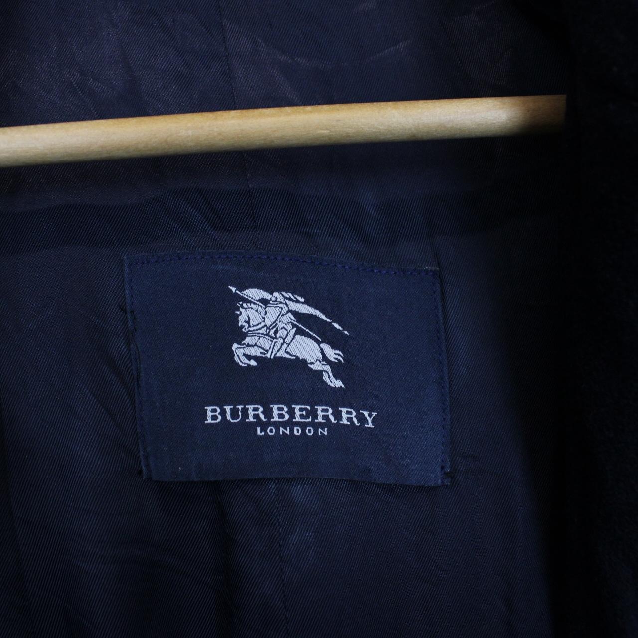 Vintage 90s Burberry Navy Blue Wool Blend Coat