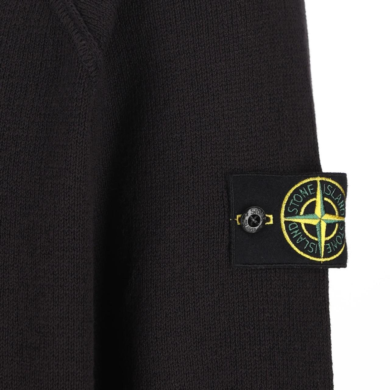 Stone Island SS26 Navy Blue Raw Hand Organic Cotton Knit Sweatshirt Jumper