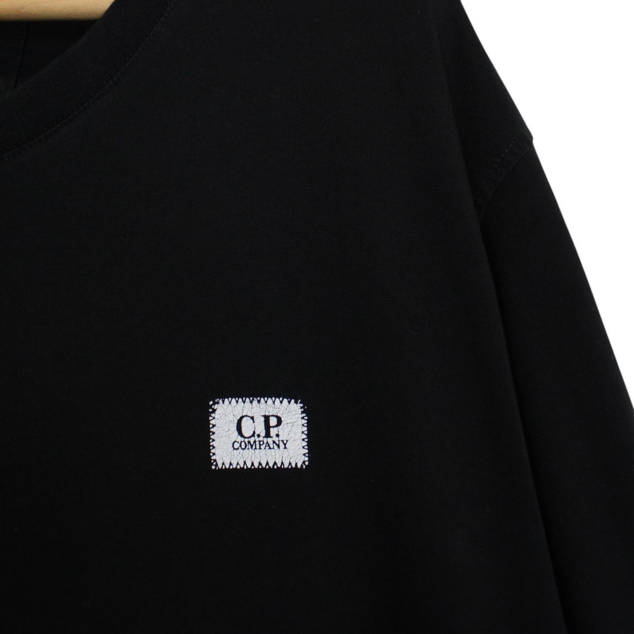 CP Company Black Logo Print Short Sleeve Cotton T-Shirt