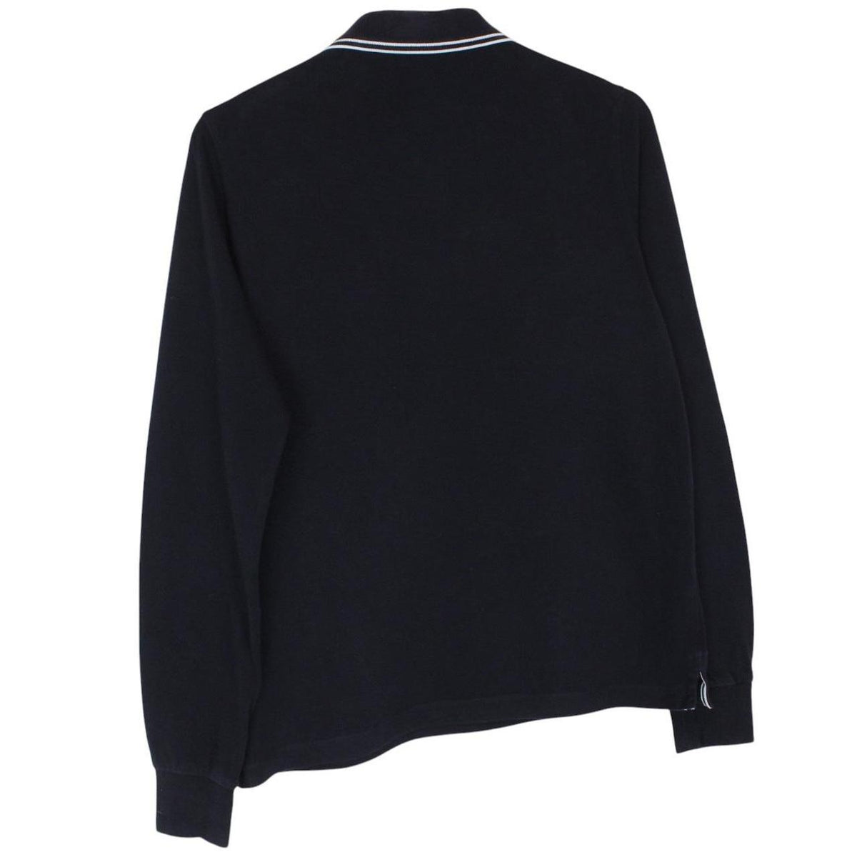 Stone Island black long sleeve polo shirt with embroidered compass logo, slim fit.