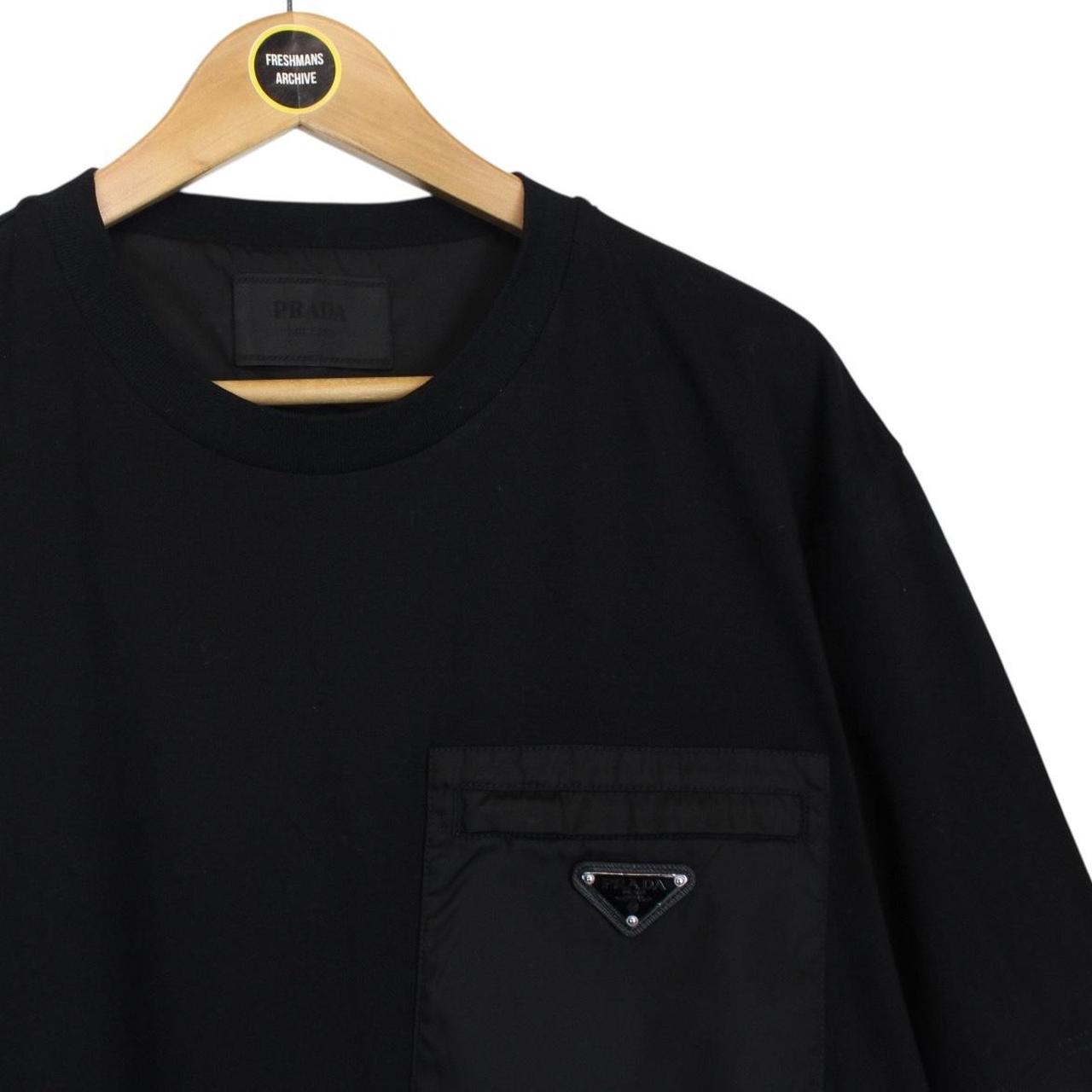 Prada Black Short Sleeve Cotton Badge Re-Nylon Pocket T-Shirt