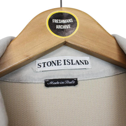 Vintage Stone Island SS 2000 Light Grey Ribbed Cotton/Nylon Full Zip Sweatshirt