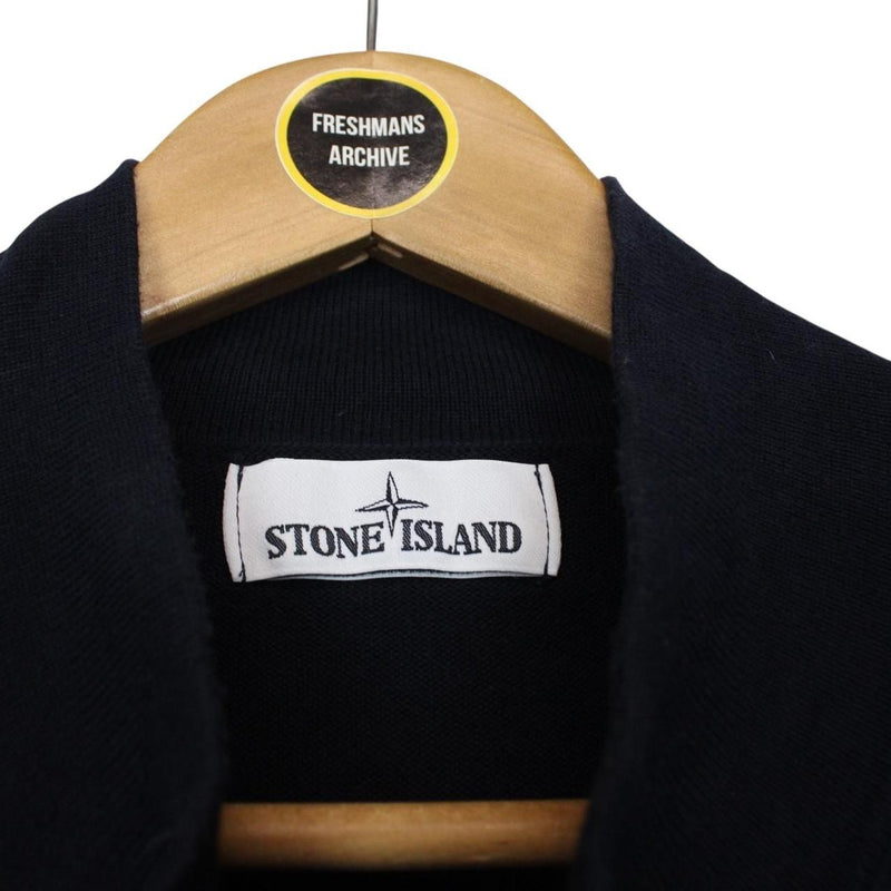 Stone Island SS 2020 Navy Blue Cotton Knit Full Zip Jumper