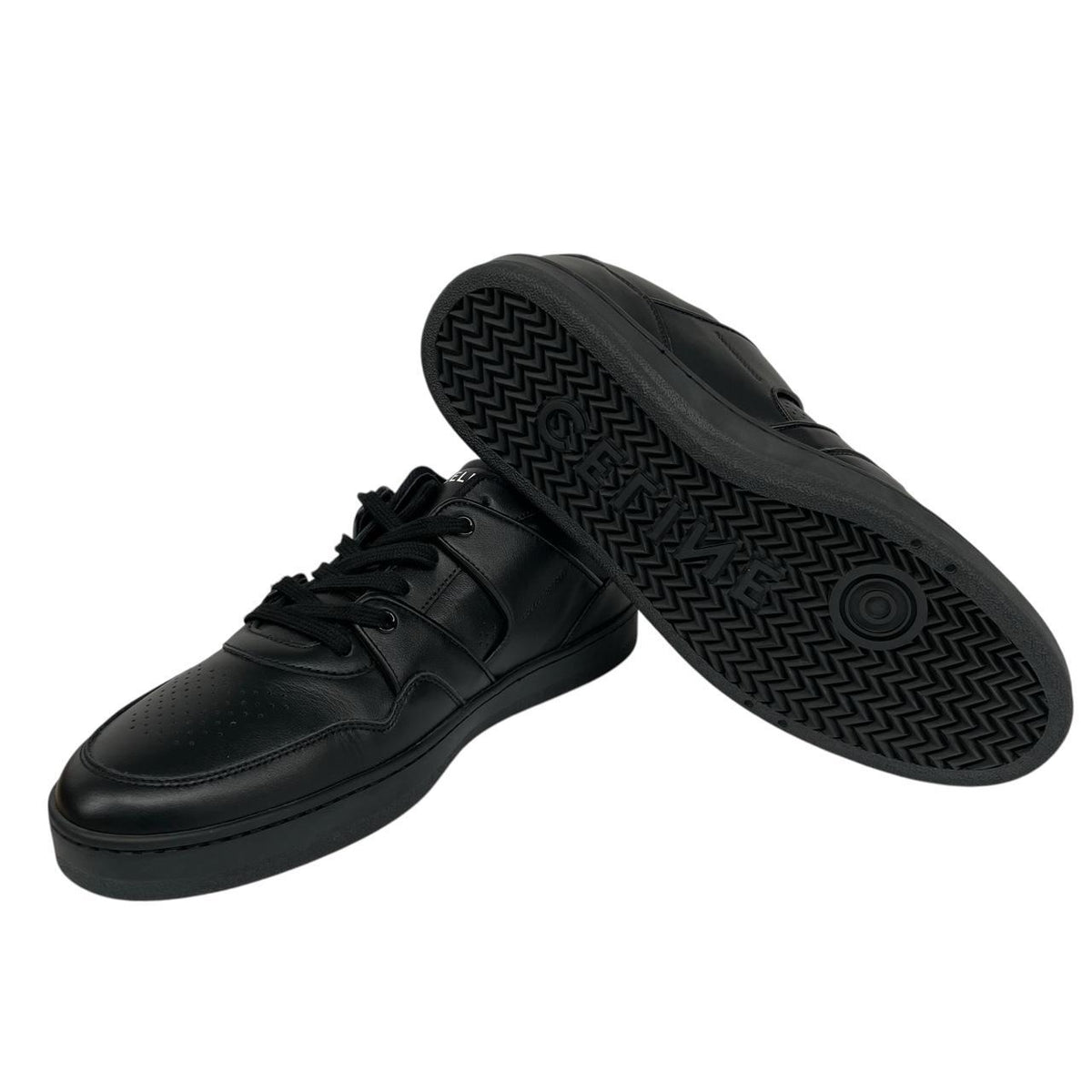 CELINE black trainers smooth calfskin leather with logo detail and original dust bags.