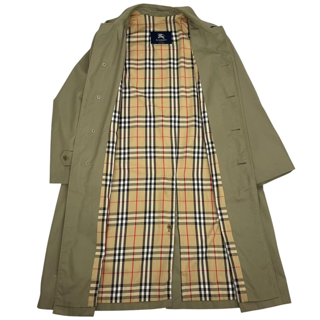 Vintage Burberry London Khaki Green Single Breasted Trench Coat