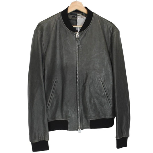 TOM FORD grey bomber jacket full zip lambskin leather with original tags and hardware.
