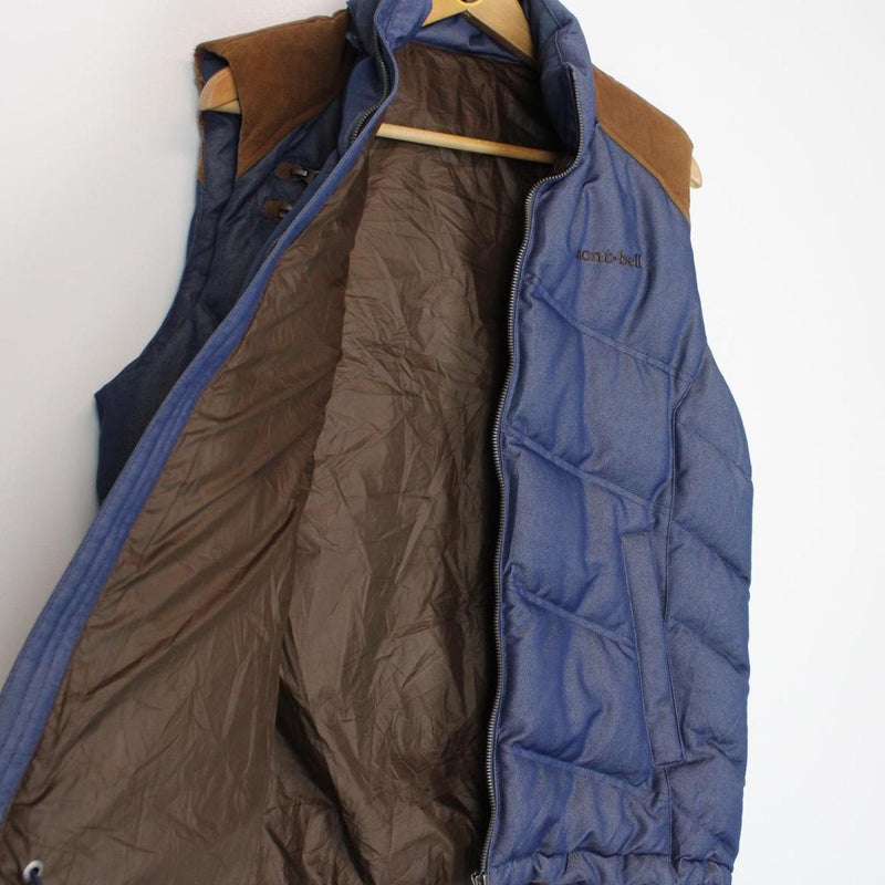 Vintage Montbell Blue and Brown Full Zip Gilet / Bodywarmer