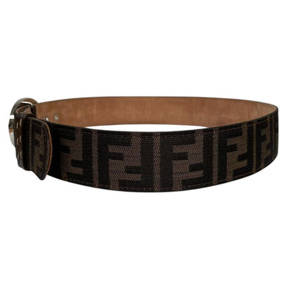 Fendi Brown and Black Zucca Monogram Canvas/Leather Belt
