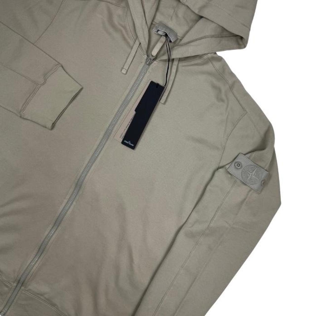 Stone Island beige hoodie full zip cotton with ghost logo and tags.