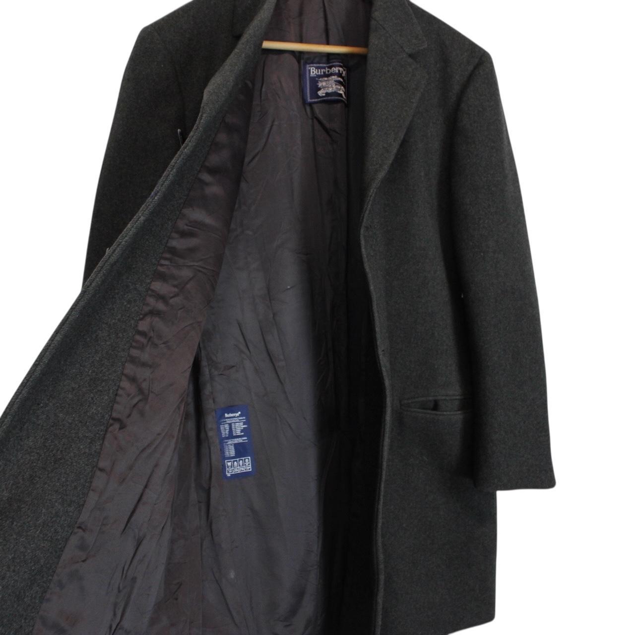 Vintage 90s Burberry Dark Grey Wool and Camelhair Overcoat