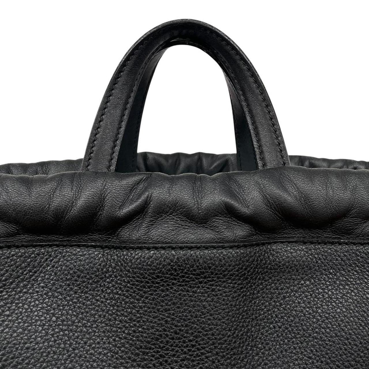 Gucci Black Coco Capitan Calfskin Leather Logo Print Drawstring Backpack