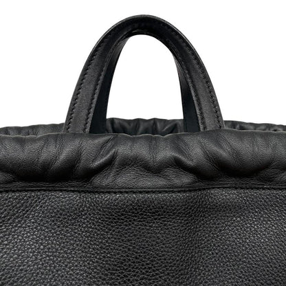 Gucci Black Coco Capitan Calfskin Leather Logo Print Drawstring Backpack
