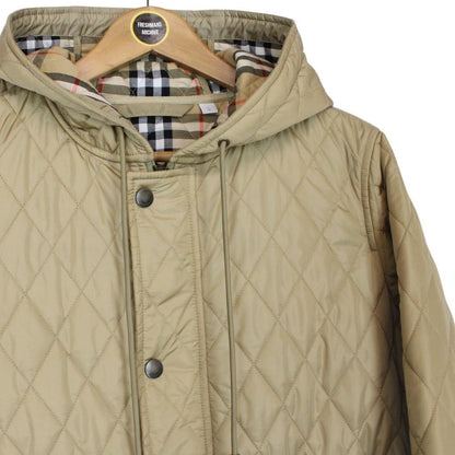 Burberry London Beige Nova Check Devon Quilted Parka Coat