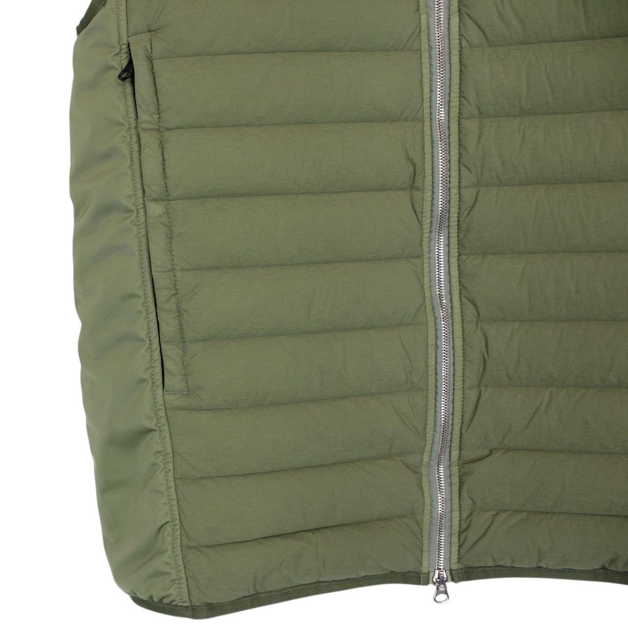 Stone Island SS 2021 Loom Woven Chambers Stretch Nylon TC Green Down Gilet