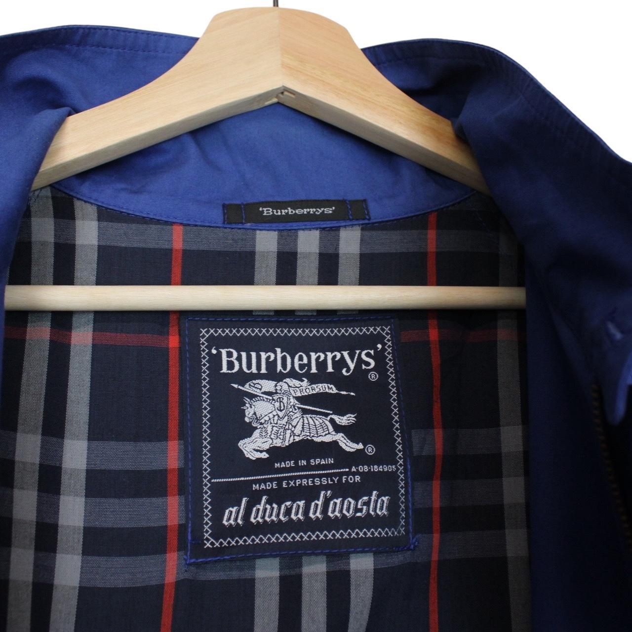 Vintage 90s Burberry Blue Nova Check Lined Cotton Harrington Jacket