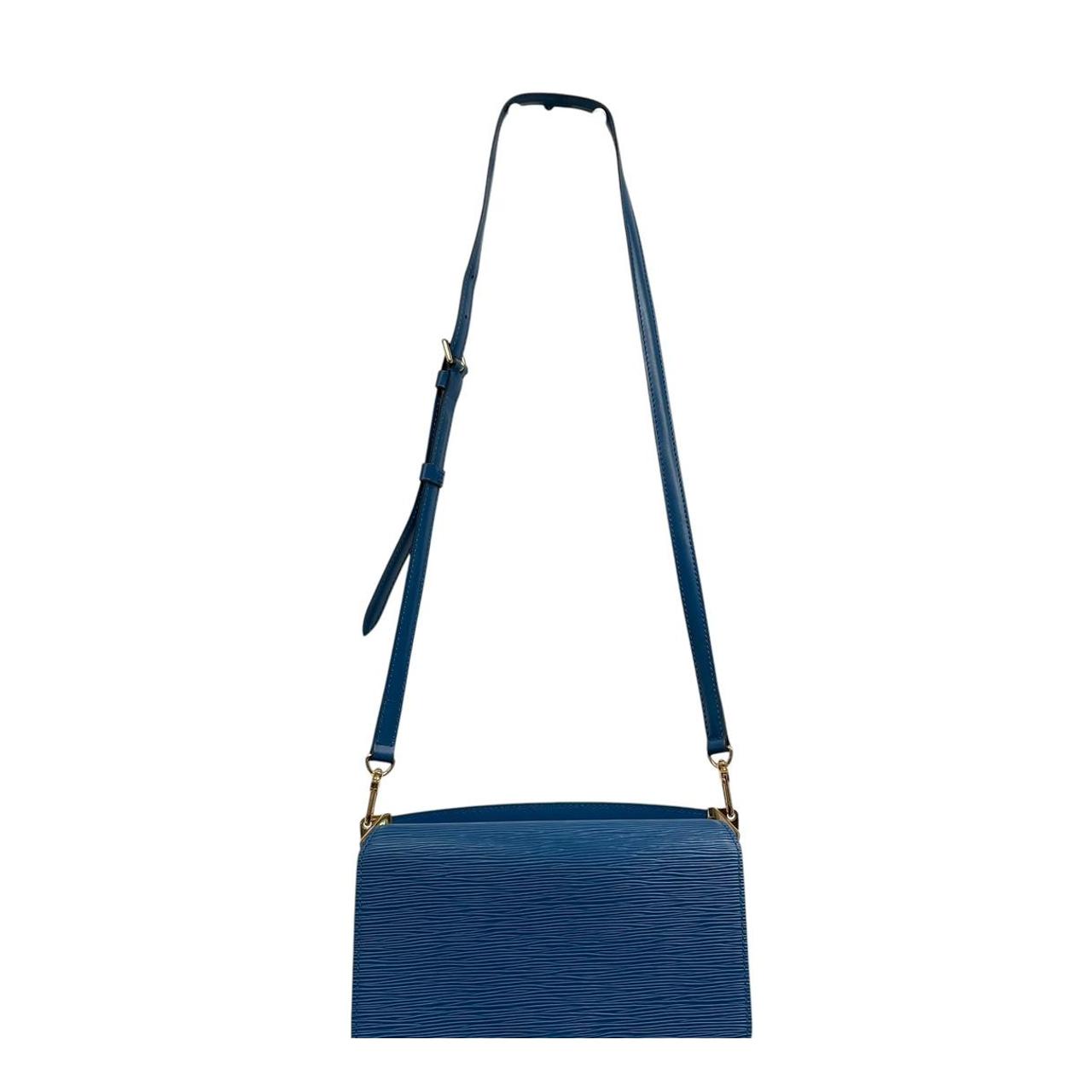 Louis Vuitton blue Epi leather Grenelle shoulder bag with iconic logo and sleek design.