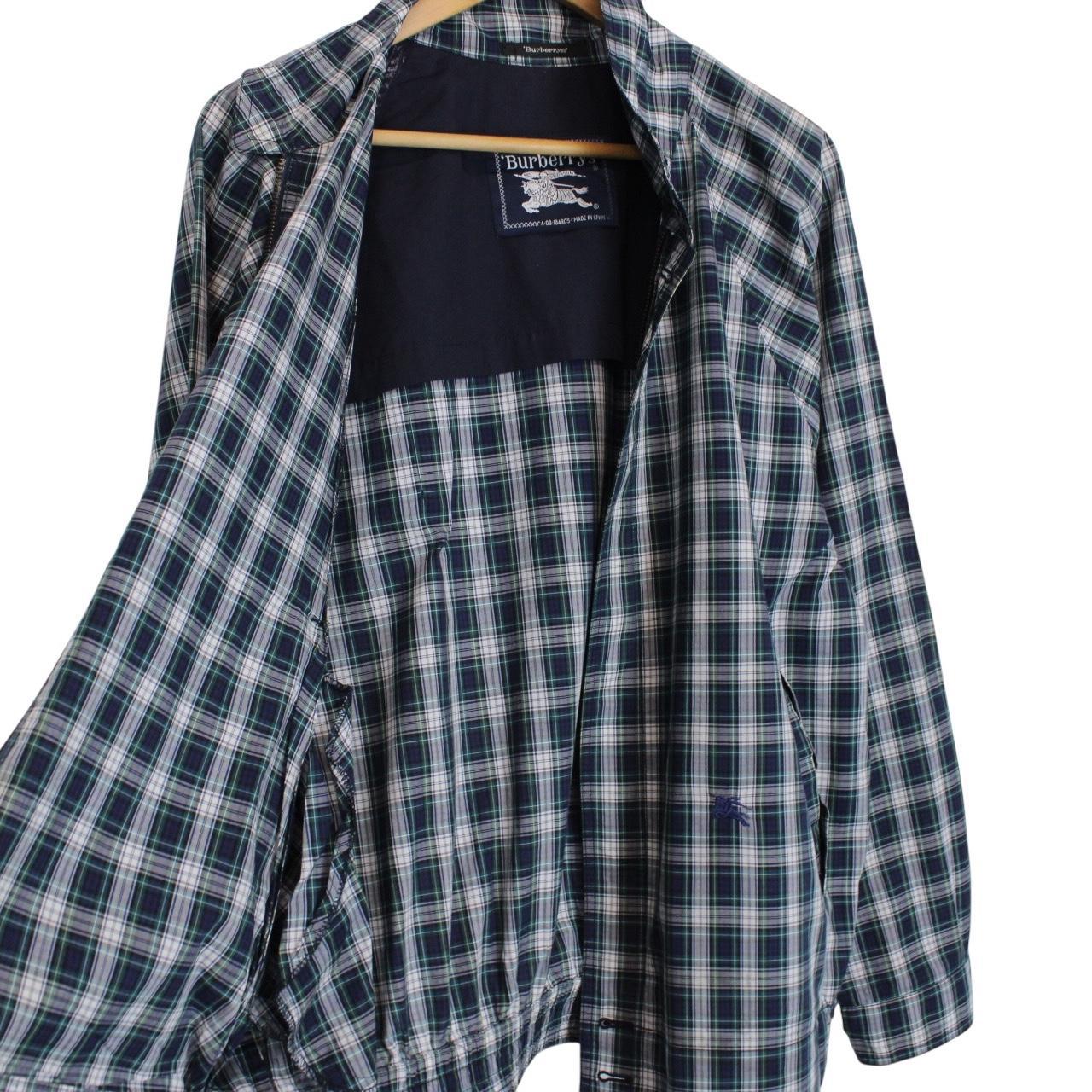 Vintage 90s Burberry Navy Blue Check Cotton Harrington Jacket