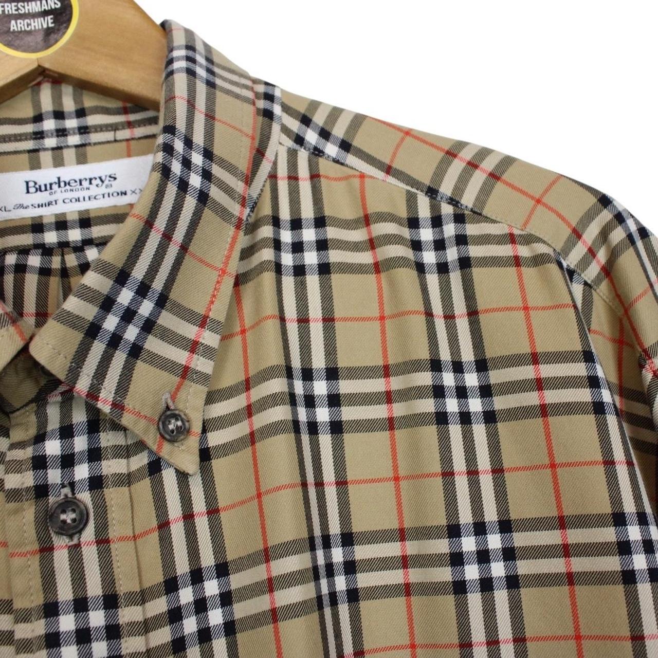 Vintage 90s Burberry Tan Brown Nova Check Long Sleeve Cotton Shirt