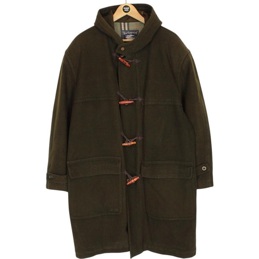 Vintage 80s Burberry Khaki Green Nova Check Wool Duffle Coat