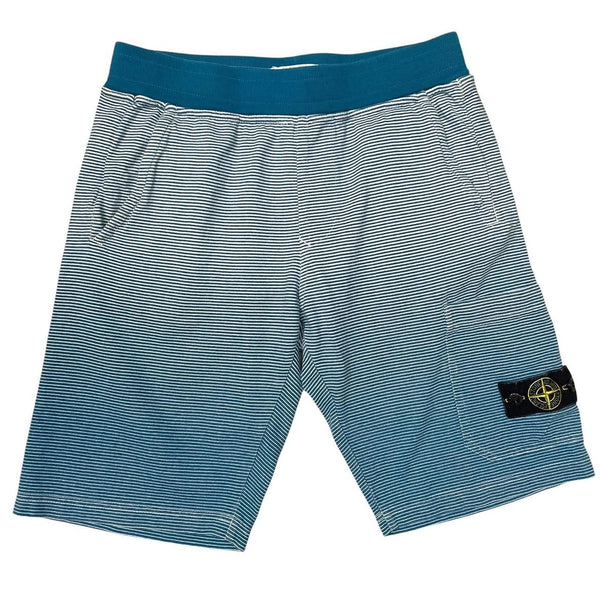 Stone Island SS 2019 Blue and White Striped Cotton Jogger Shorts
