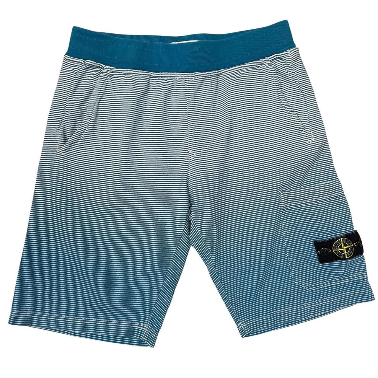 Stone Island SS 2019 Blue and White Striped Cotton Jogger Shorts