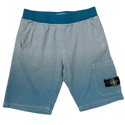 Stone Island SS 2019 Blue and White Striped Cotton Jogger Shorts