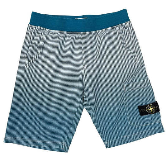 Stone Island SS 2019 Blue and White Striped Cotton Jogger Shorts